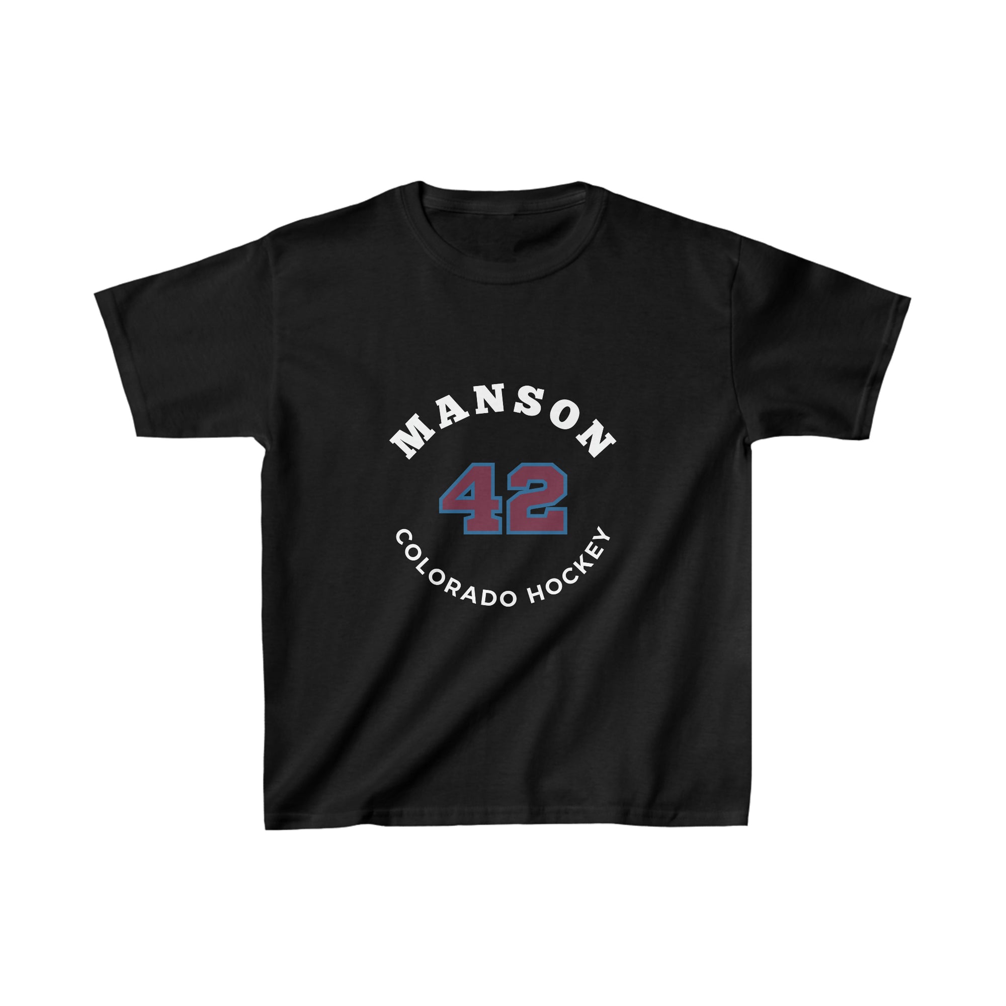 Manson 42 Colorado Hockey Number Arch Design Kids Tee