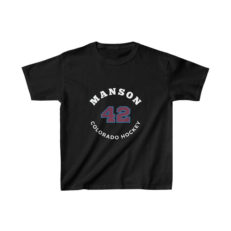 Manson 42 Colorado Hockey Number Arch Design Kids Tee