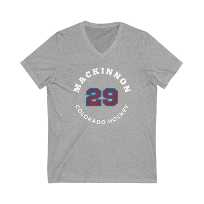 MacKinnon 29 Colorado Hockey Number Arch Design Unisex V-Neck Tee