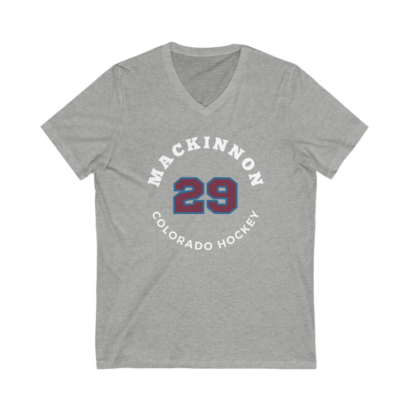 MacKinnon 29 Colorado Hockey Number Arch Design Unisex V-Neck Tee