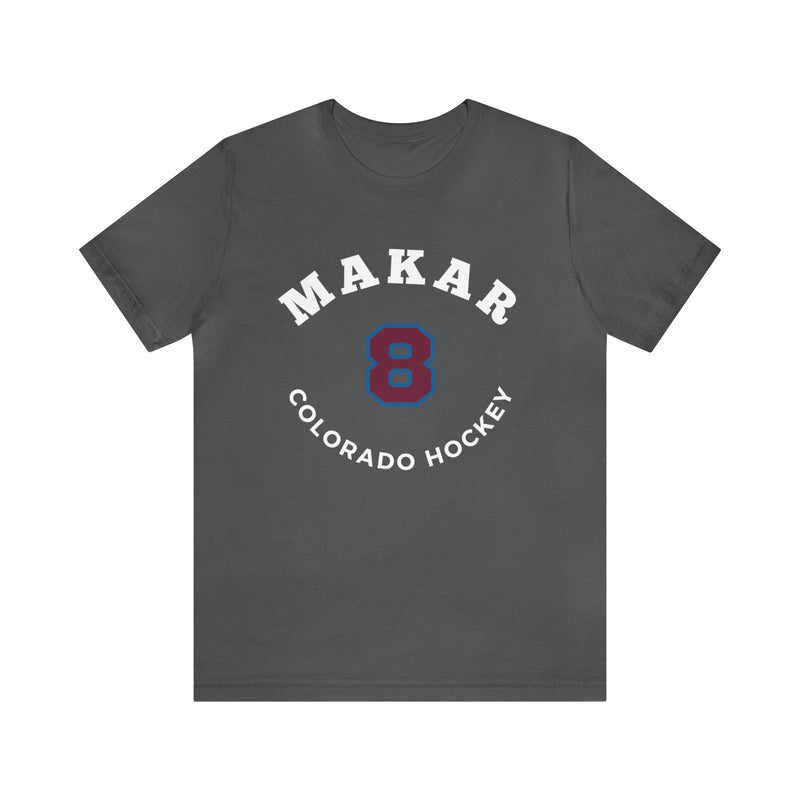 Makar 8 Colorado Hockey Number Arch Design Unisex T-Shirt