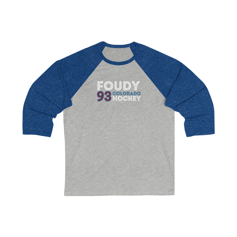 Foudy 93 Colorado Hockey Grafitti Wall Design Unisex Tri-Blend 3/4 Sleeve Raglan Baseball Shirt