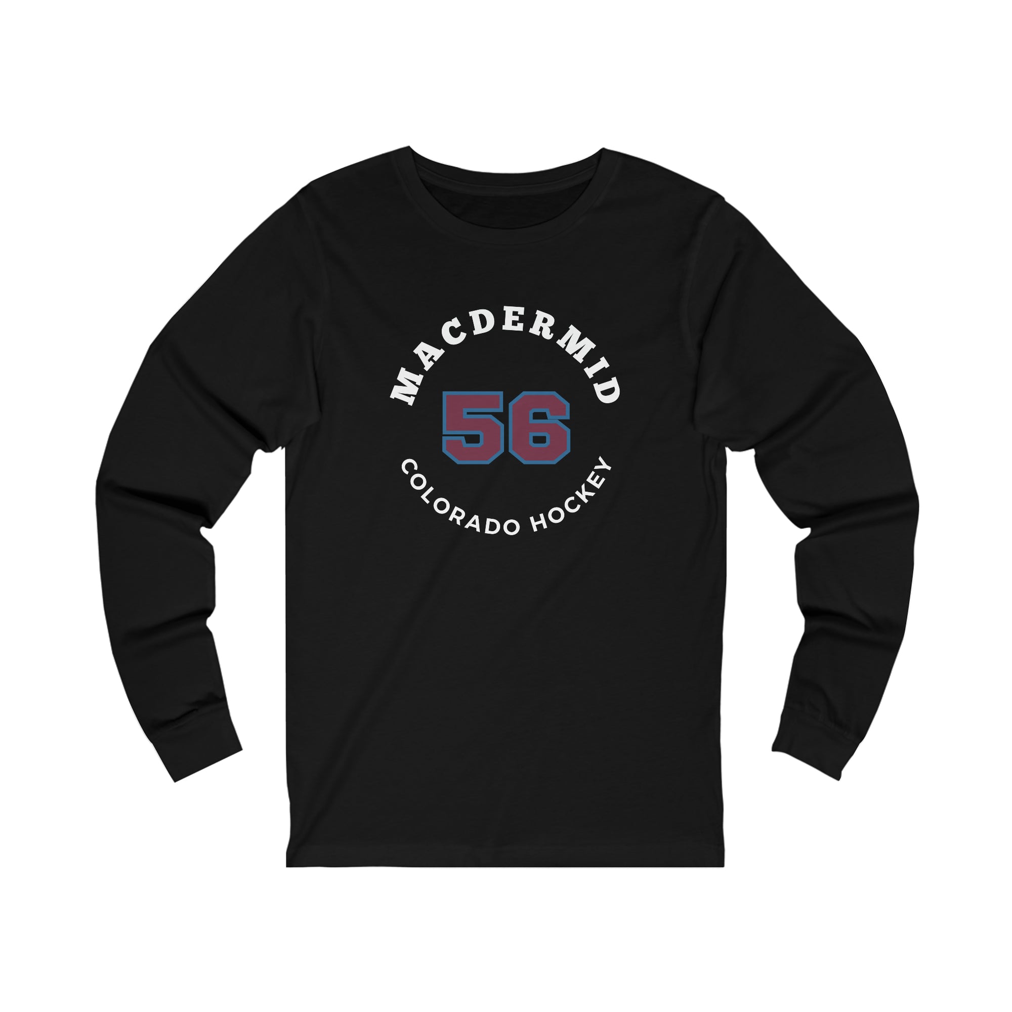 MacDermid 56 Colorado Hockey Number Arch Design Unisex Jersey Long Sleeve Shirt