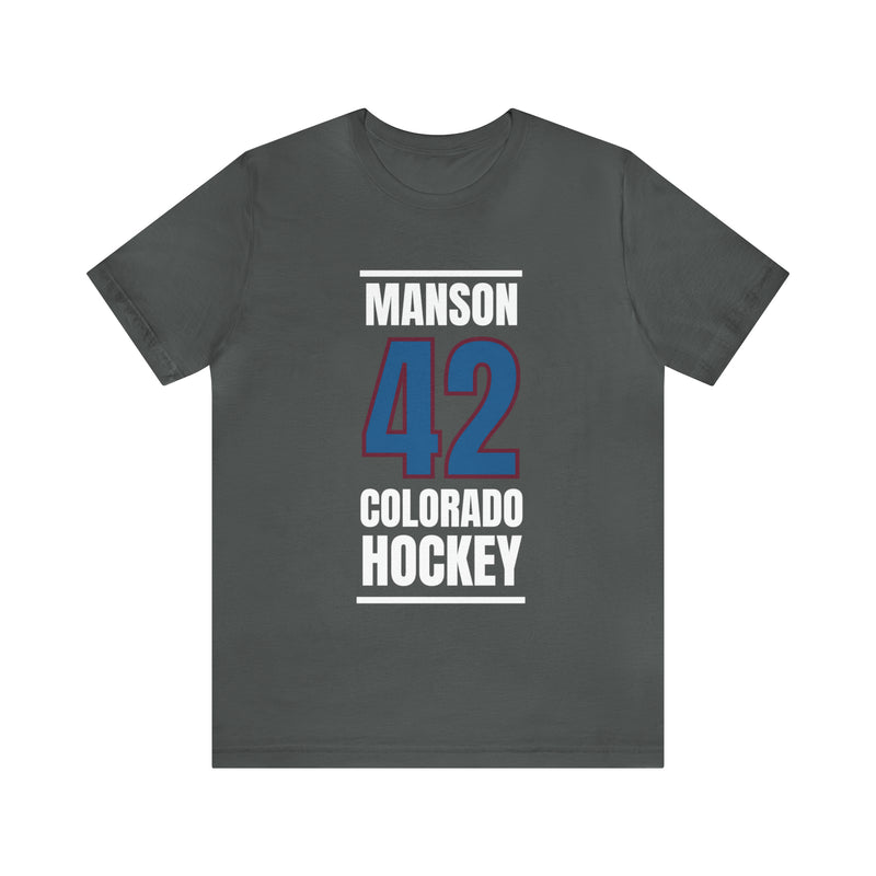 Manson 42 Colorado Hockey Blue Vertical Design Unisex T-Shirt