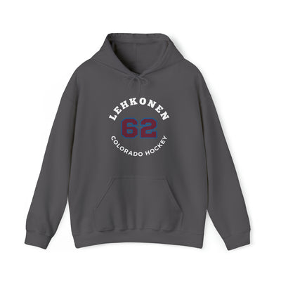 Lehkonen 62 Colorado Hockey Number Arch Design Unisex Hooded Sweatshirt