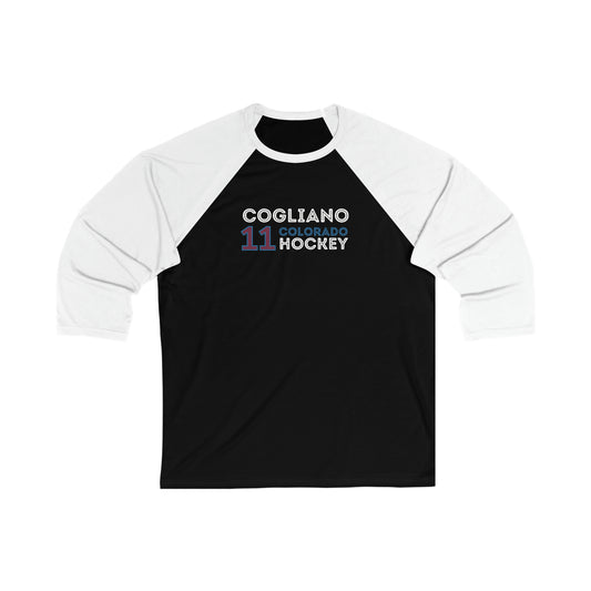 Cogliano 11 Colorado Hockey Grafitti Wall Design Unisex Tri-Blend 3/4 Sleeve Raglan Baseball Shirt