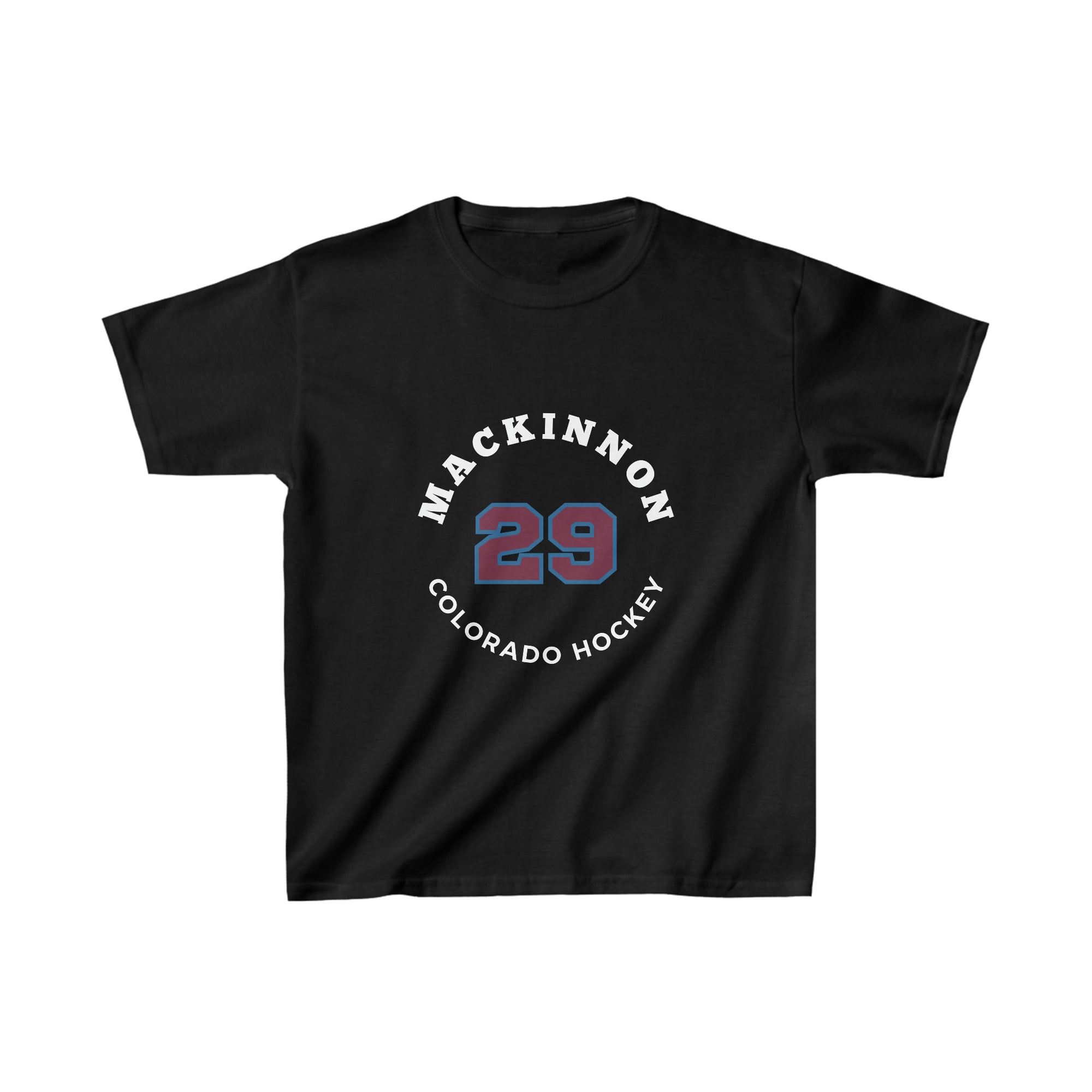 MacKinnon 29 Colorado Hockey Number Arch Design Kids Tee