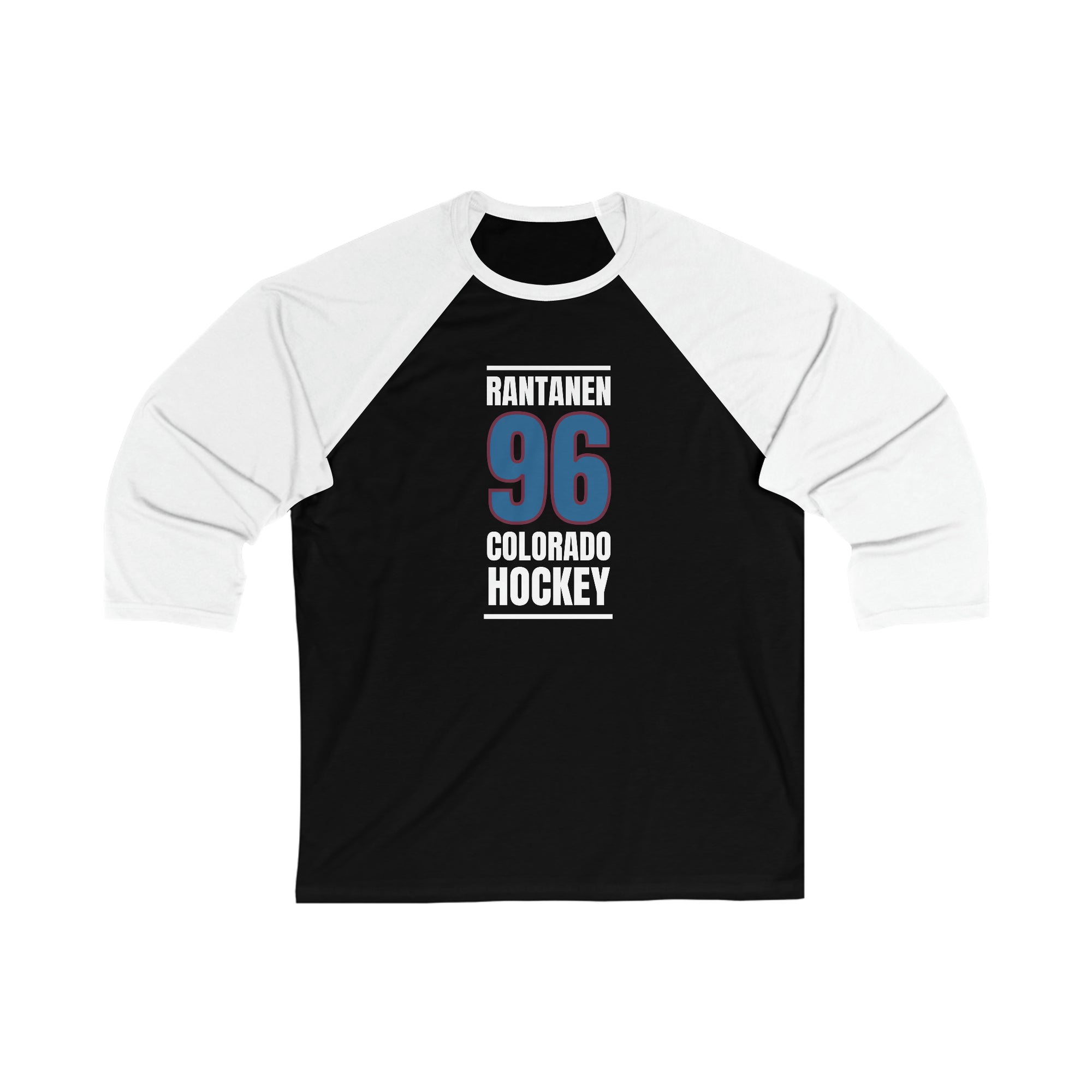 Rantanen 96 Colorado Hockey Blue Vertical Design Unisex Tri-Blend 3/4 Sleeve Raglan Baseball Shirt