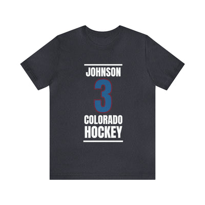 Johnson 3 Colorado Hockey Blue Vertical Design Unisex T-Shirt