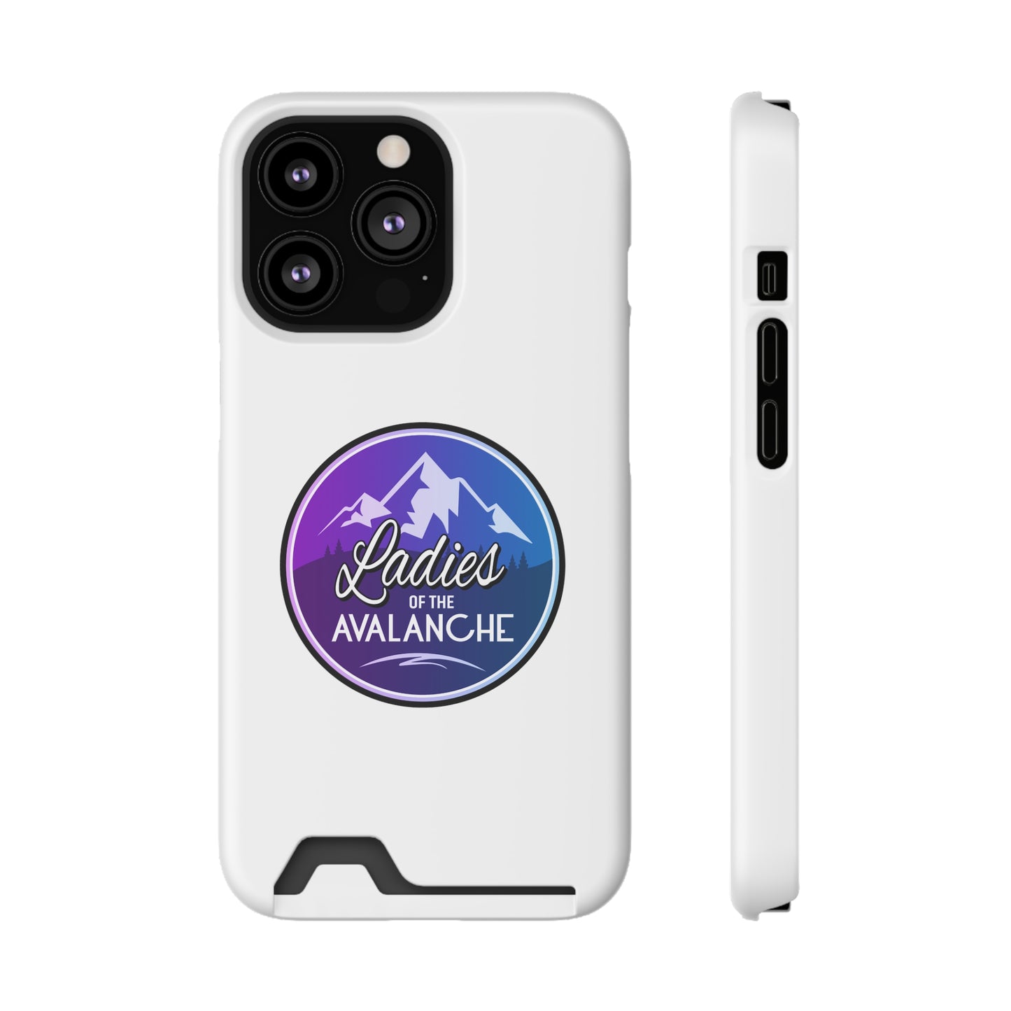 Ladies Of The Avalanche Gradient Colors Phone Case With Card Holder, White