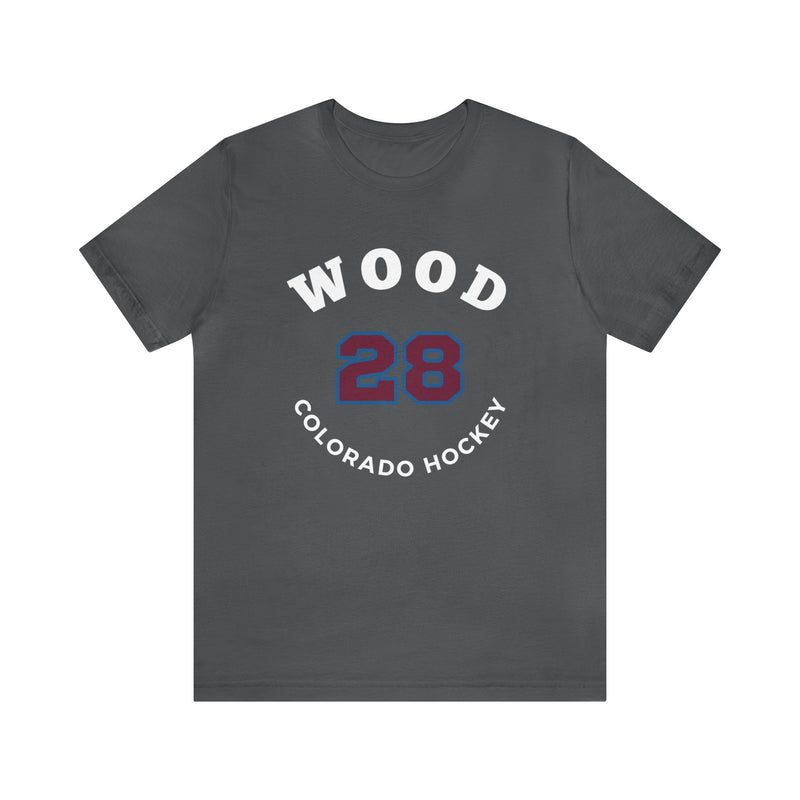 Wood 28 Colorado Hockey Number Arch Design Unisex T-Shirt