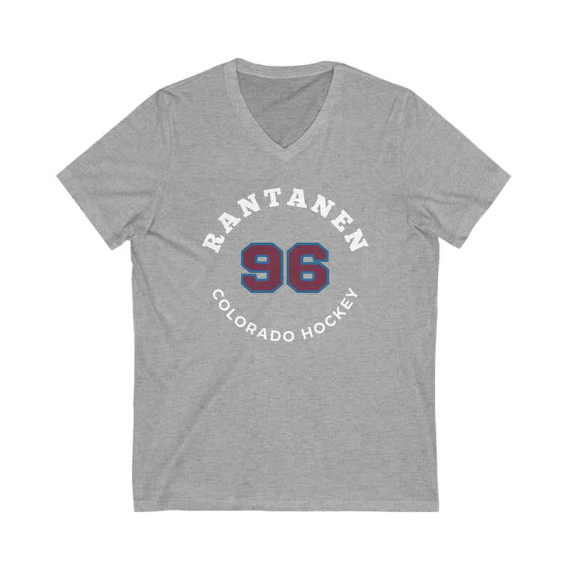 Rantanen 96 Colorado Hockey Number Arch Design Unisex V-Neck Tee