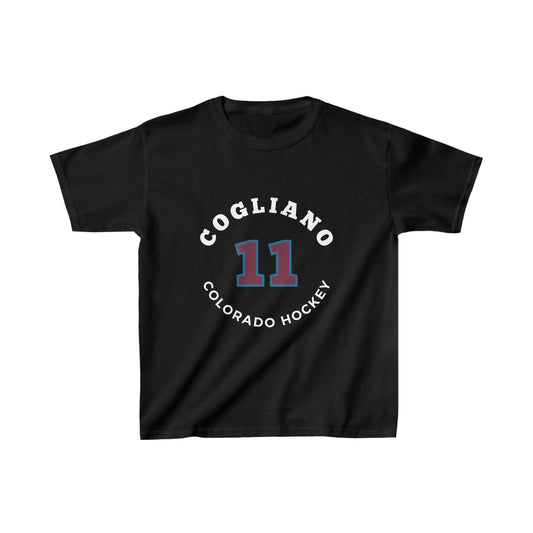 Cogliano 11 Colorado Hockey Number Arch Design Kids Tee