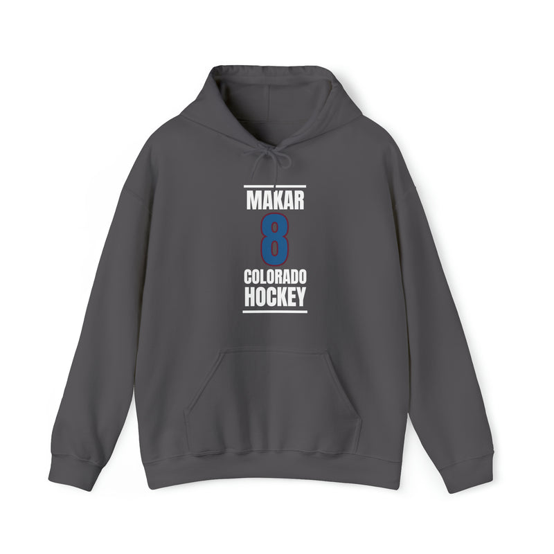 Makar 8 Colorado Hockey Blue Vertical Design Unisex Hooded Sweatshirt