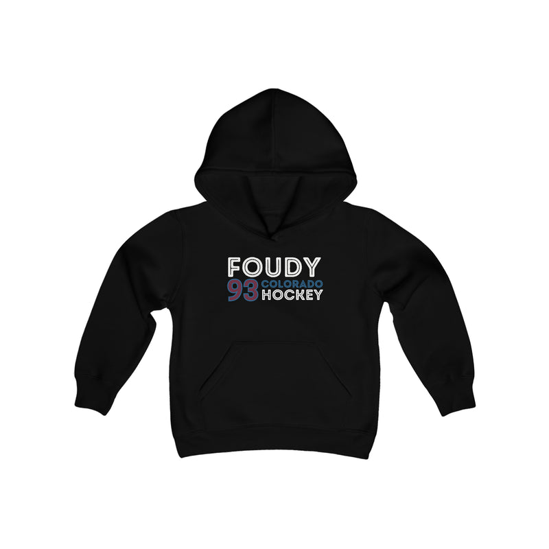 Foudy 93 Colorado Hockey Grafitti Wall Design Youth Hooded Sweatshirt