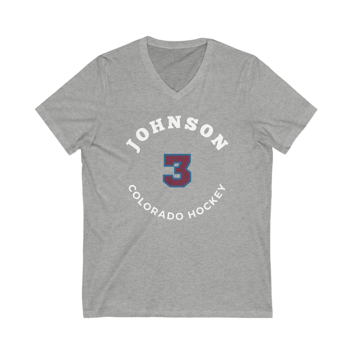 Johnson 3 Colorado Hockey Number Arch Design Unisex V-Neck Tee