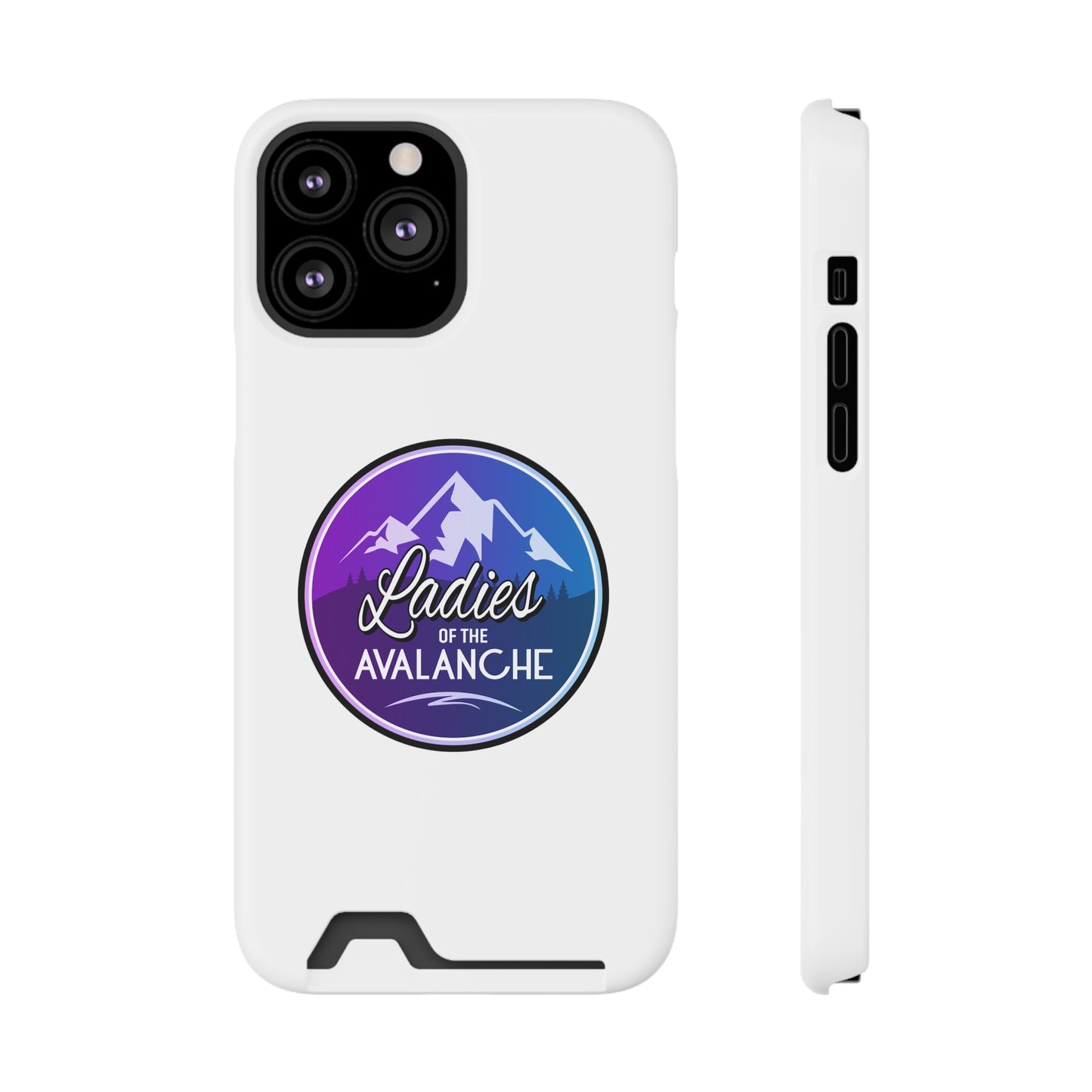 Ladies Of The Avalanche Gradient Colors Phone Case With Card Holder, White