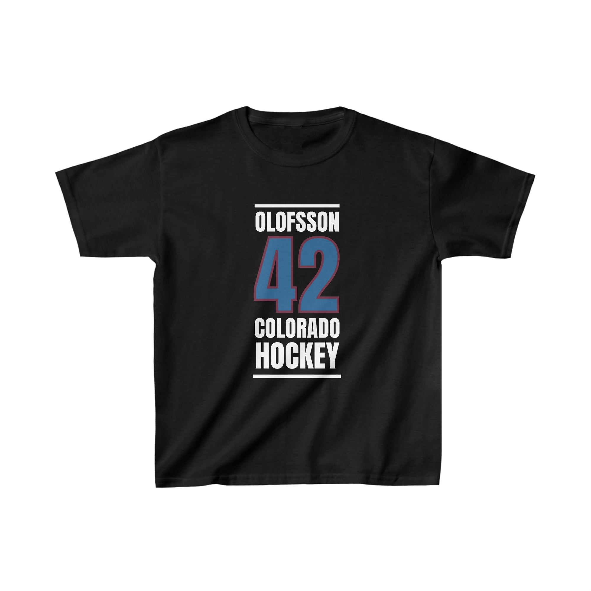 Olofsson 42 Colorado Hockey Blue Vertical Design Kids Tee