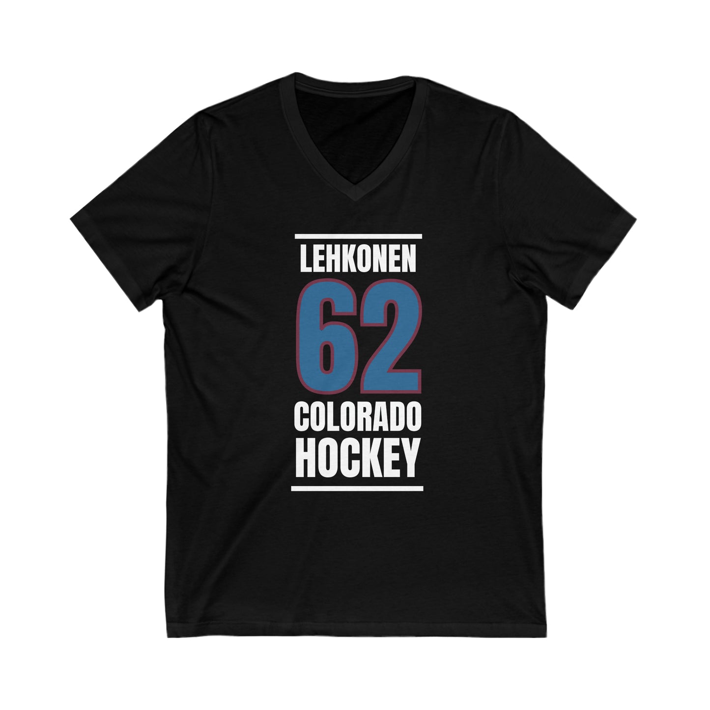 Lehkonen 62 Colorado Hockey Blue Vertical Design Unisex V-Neck Tee