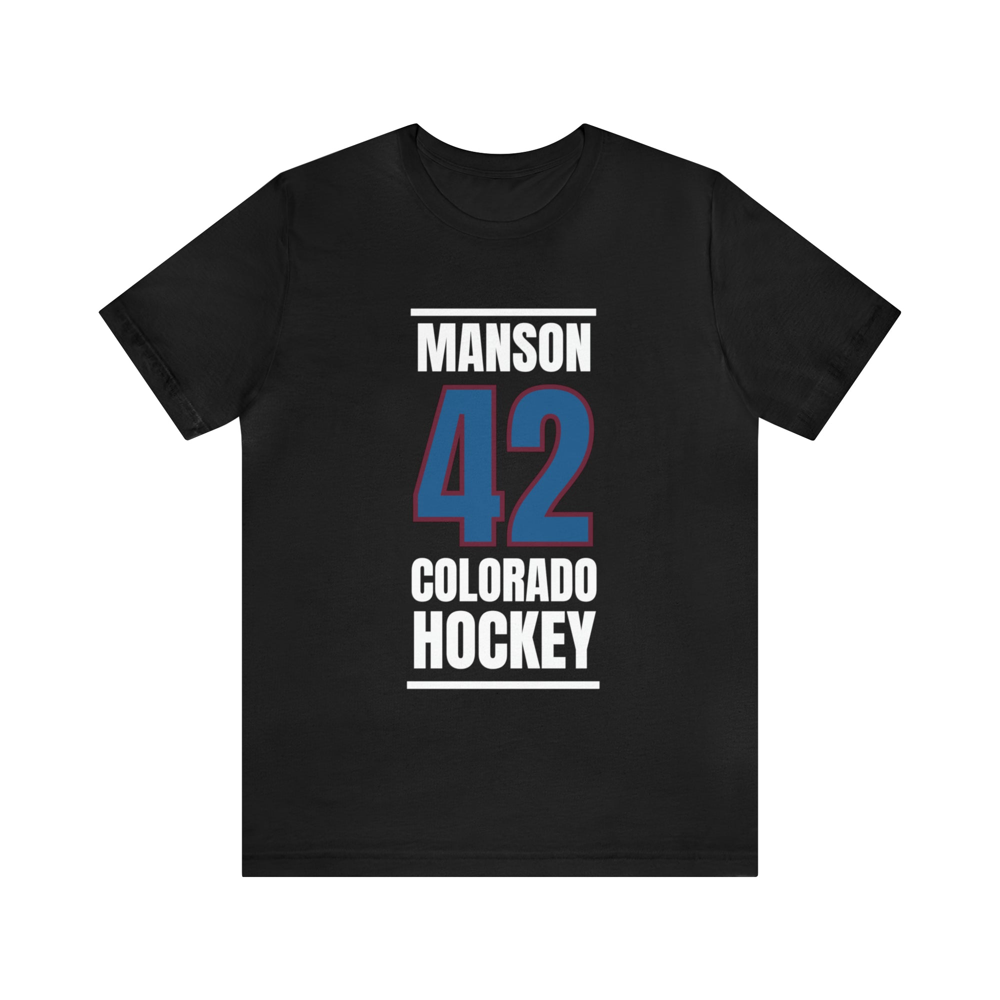 Manson 42 Colorado Hockey Blue Vertical Design Unisex T-Shirt