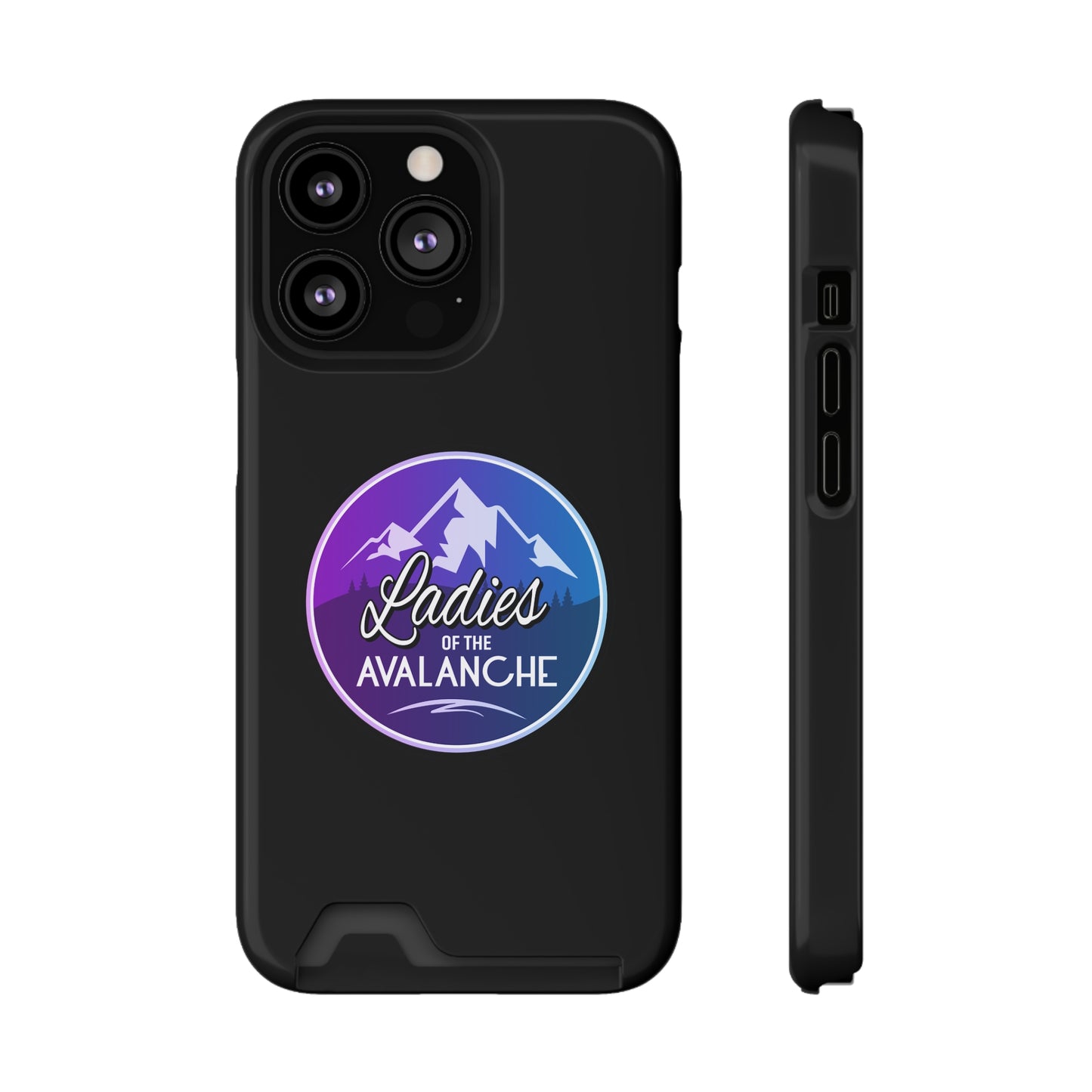 Ladies Of The Avalanche Gradient Colors Phone Case With Card Holder, Black