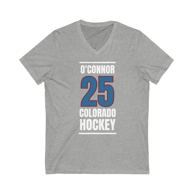 O'Connor 25 Colorado Hockey Blue Vertical Design Unisex V-Neck Tee