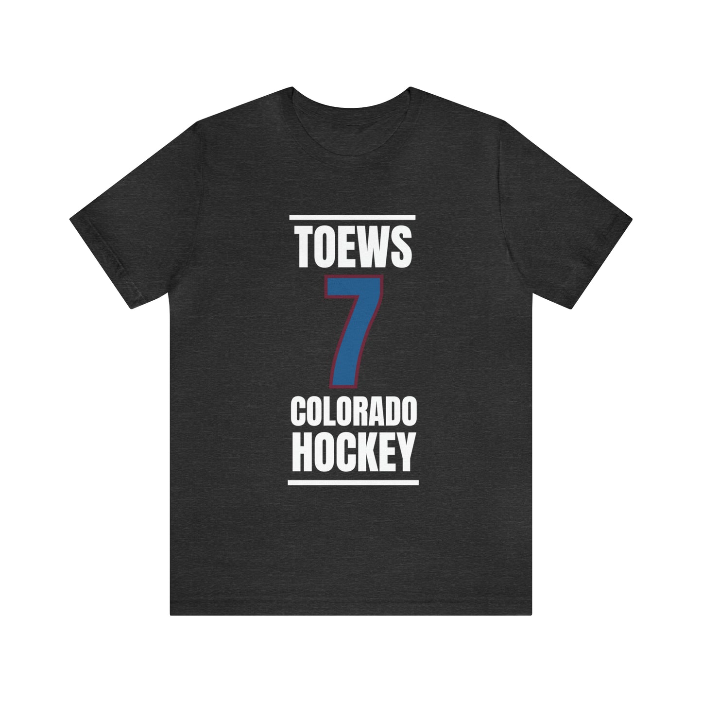 Toews 7 Colorado Hockey Blue Vertical Design Unisex T-Shirt