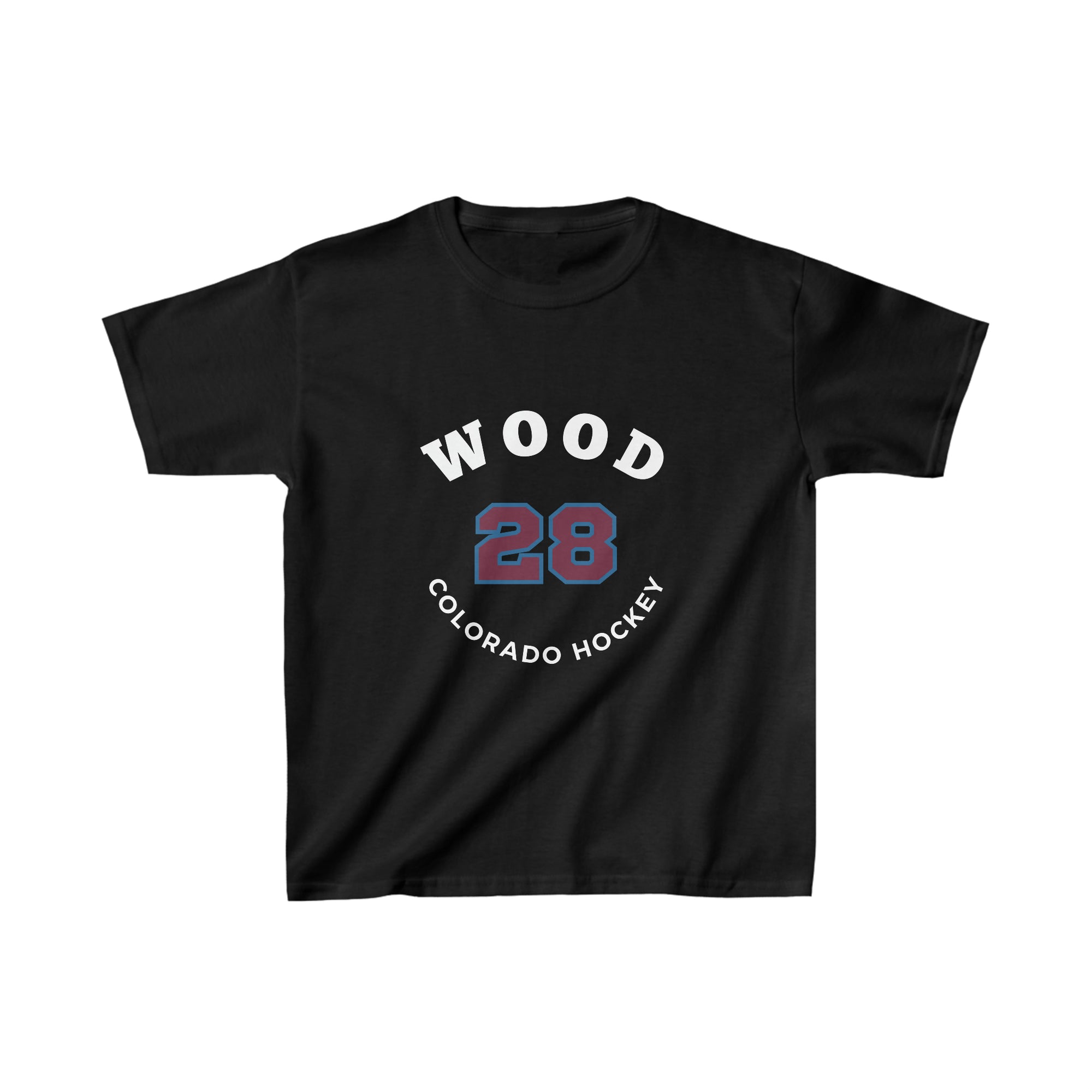 Wood 28 Colorado Hockey Number Arch Design Kids Tee