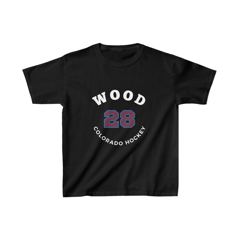 Wood 28 Colorado Hockey Number Arch Design Kids Tee