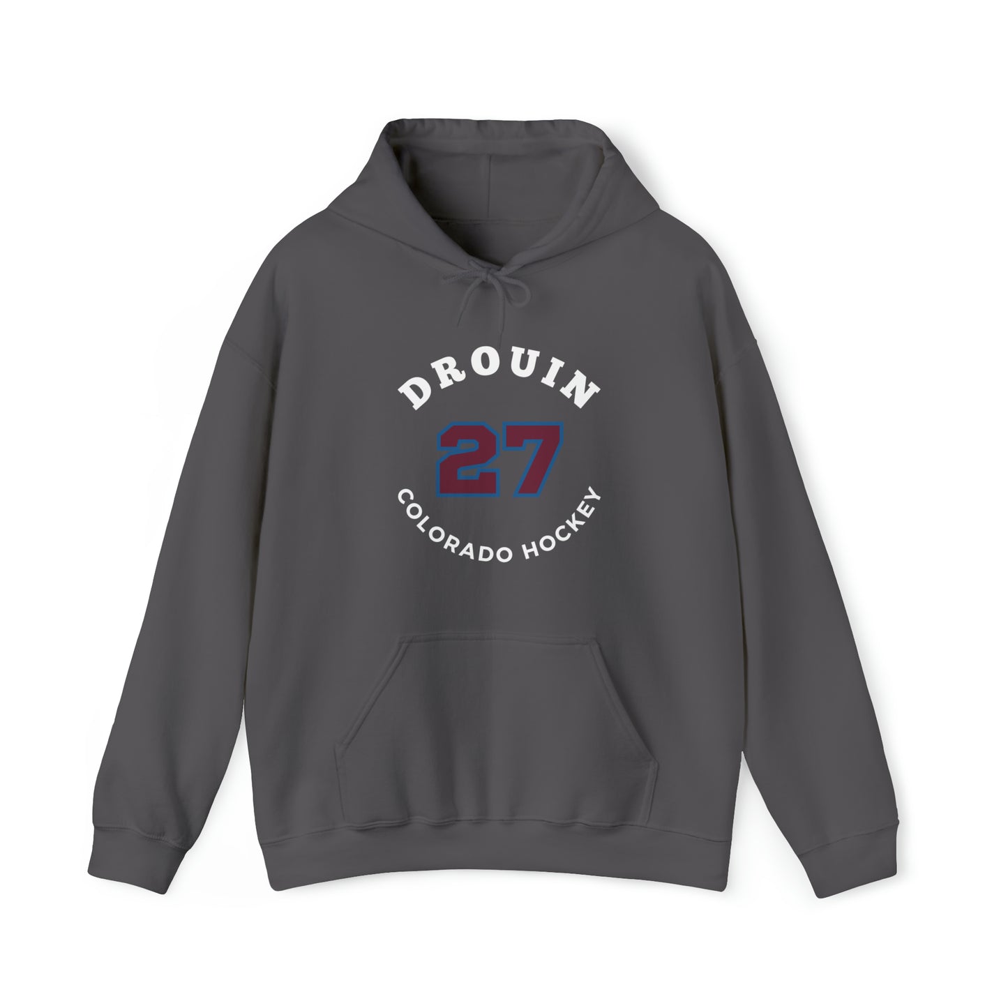 Drouin 27 Colorado Hockey Number Arch Design Unisex Hooded Sweatshirt