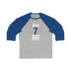 Toews 7 Colorado Hockey Blue Vertical Design Unisex Tri-Blend 3/4 Sleeve Raglan Baseball Shirt