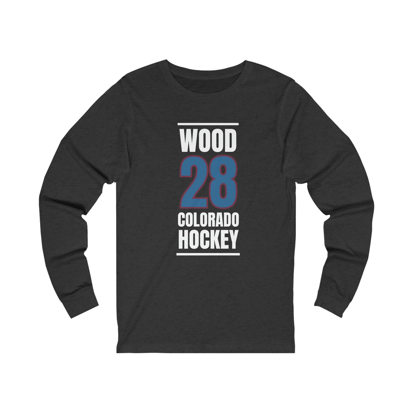 Wood 28 Colorado Hockey Blue Vertical Design Unisex Jersey Long Sleeve Shirt