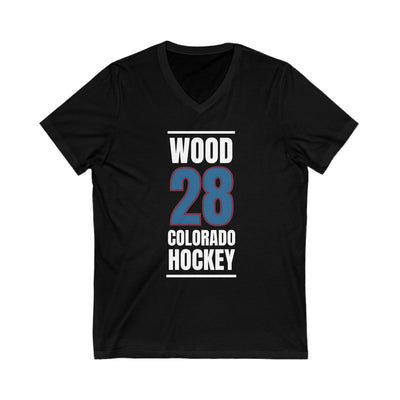 Wood 28 Colorado Hockey Blue Vertical Design Unisex V-Neck Tee