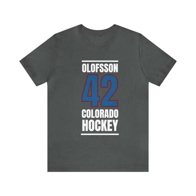 Olofsson 42 Colorado Hockey Blue Vertical Design Unisex T-Shirt