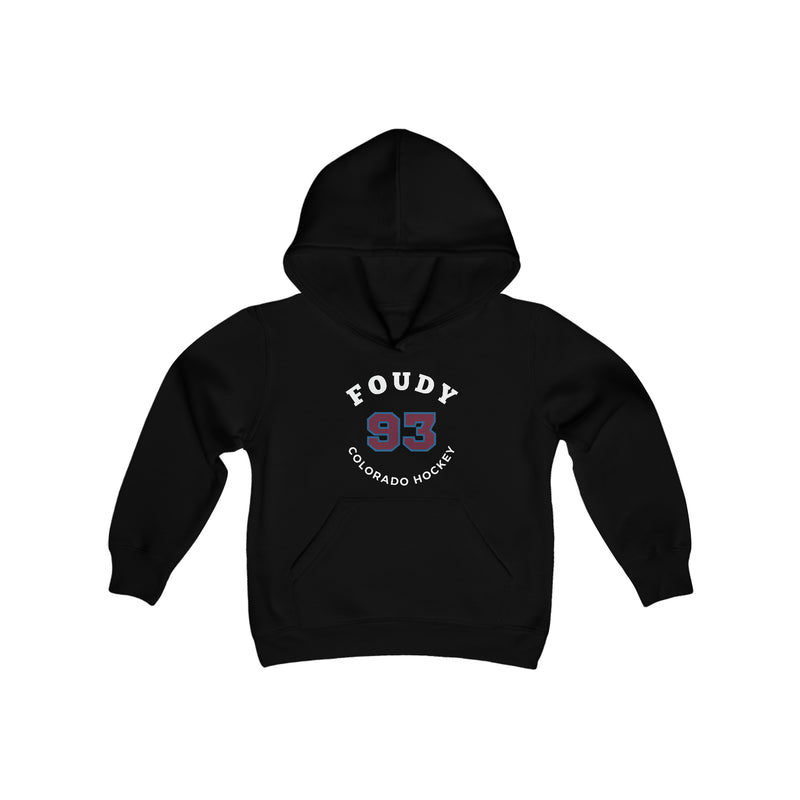 Foudy 93 Colorado Hockey Number Arch Design Youth Hooded Sweatshirt