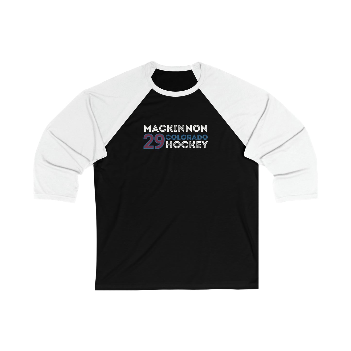 MacKinnon 29 Colorado Hockey Grafitti Wall Design Unisex Tri-Blend 3/4 Sleeve Raglan Baseball Shirt