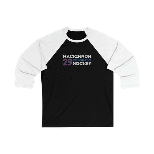 MacKinnon 29 Colorado Hockey Grafitti Wall Design Unisex Tri-Blend 3/4 Sleeve Raglan Baseball Shirt