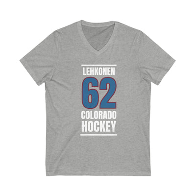 Lehkonen 62 Colorado Hockey Blue Vertical Design Unisex V-Neck Tee