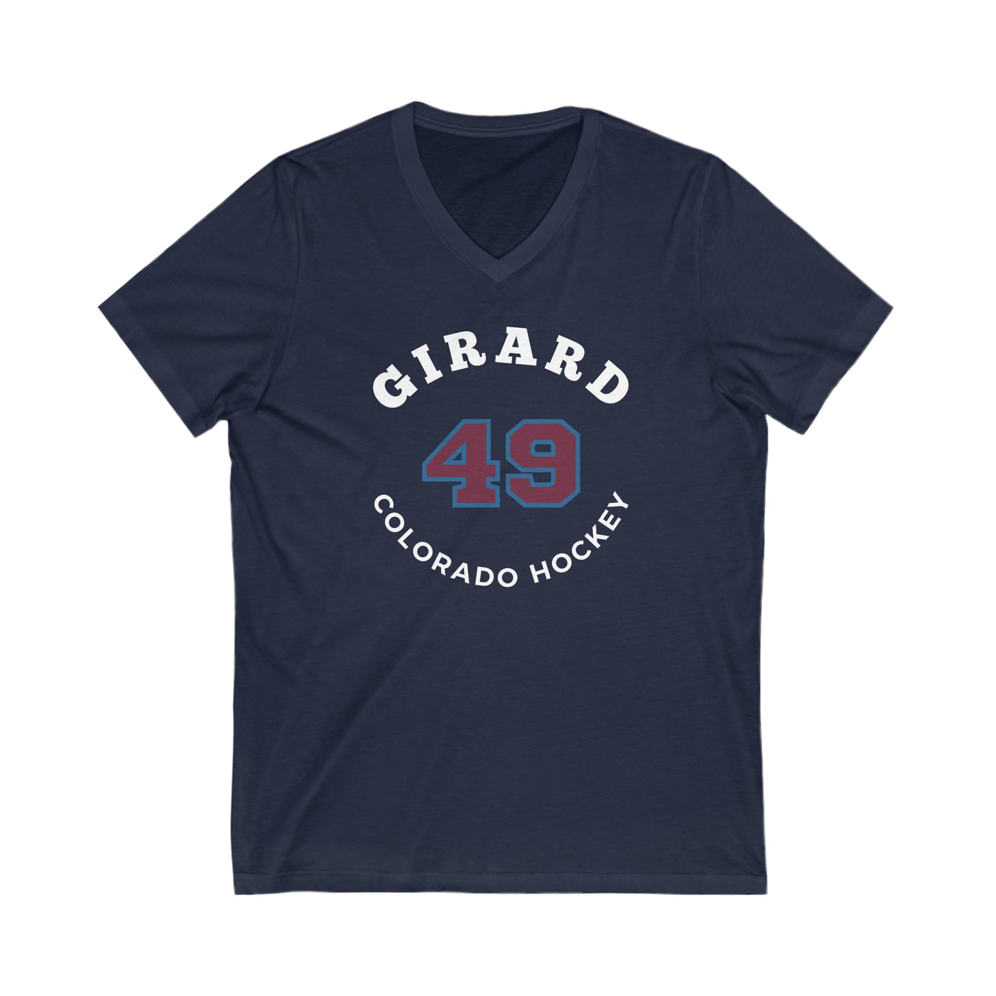 Girard 49 Colorado Hockey Number Arch Design Unisex V-Neck Tee