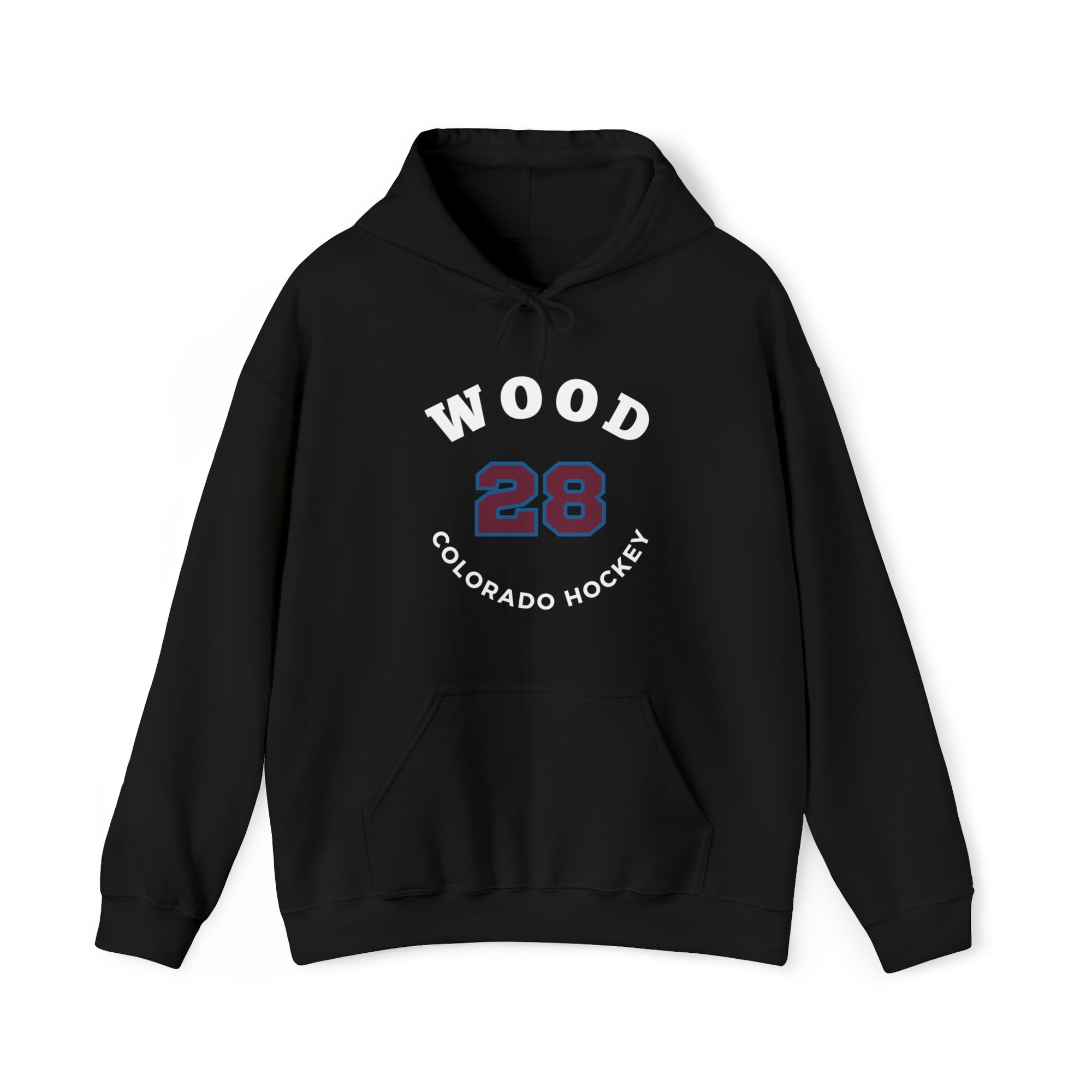 Wood 28 Colorado Hockey Number Arch Design Unisex Hooded Sweatshirt