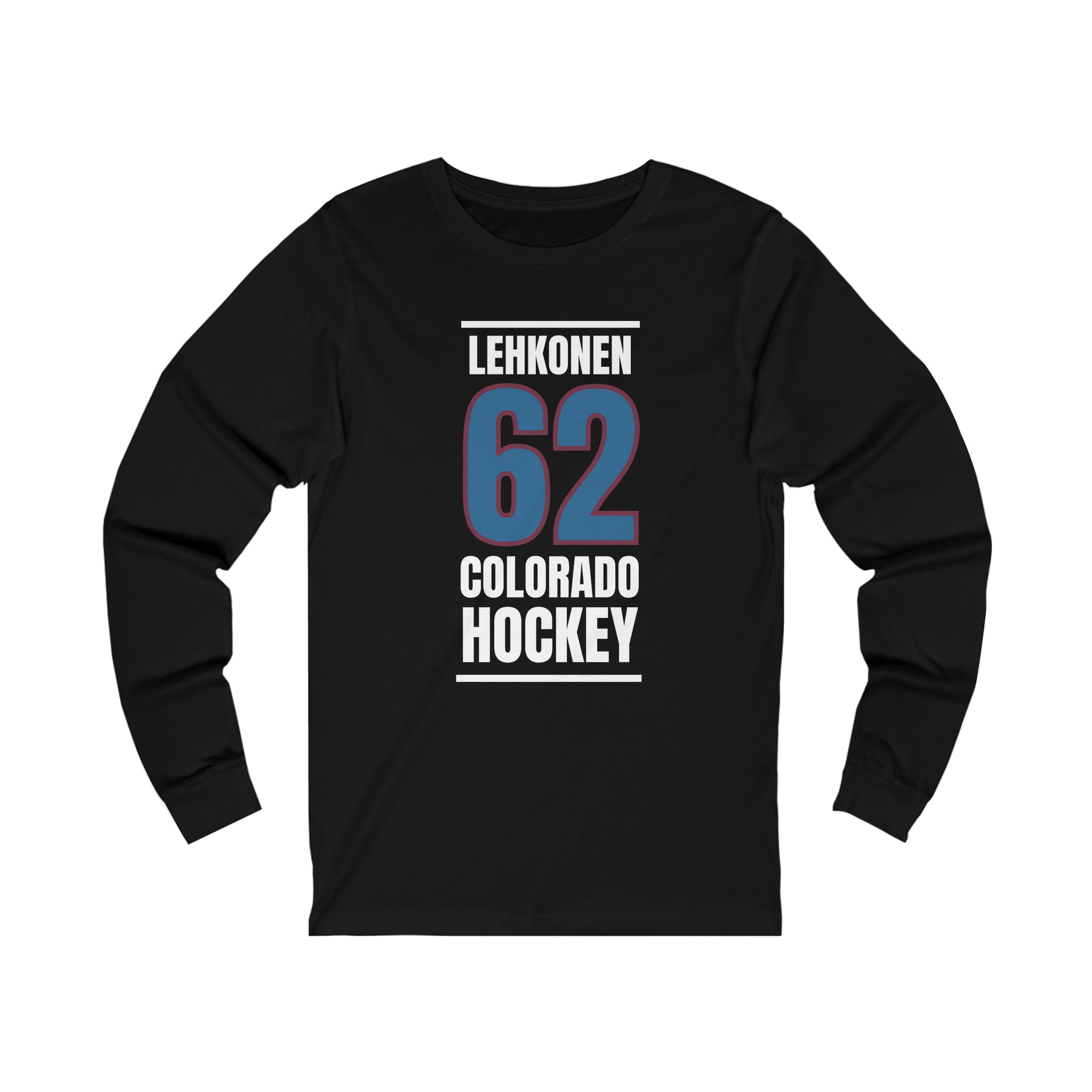 Lehkonen 62 Colorado Hockey Blue Vertical Design Unisex Jersey Long Sleeve Shirt