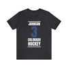 Johnson 3 Colorado Hockey Blue Vertical Design Unisex T-Shirt