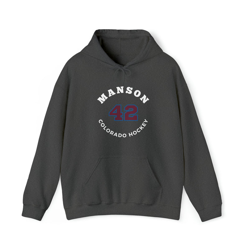 Manson 42 Colorado Hockey Number Arch Design Unisex Hooded Sweatshirt