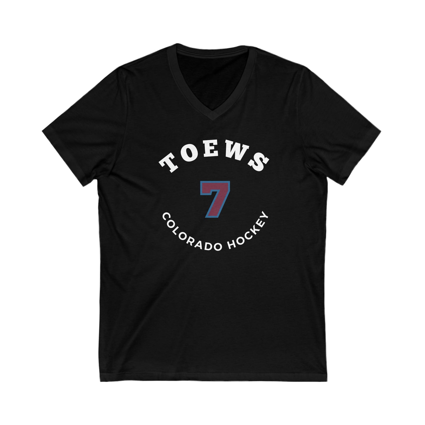 Toews 7 Colorado Hockey Number Arch Design Unisex V-Neck Tee