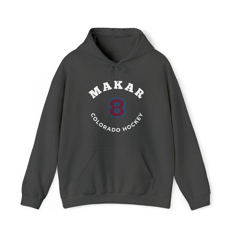 Makar 8 Colorado Hockey Number Arch Design Unisex Hooded Sweatshirt