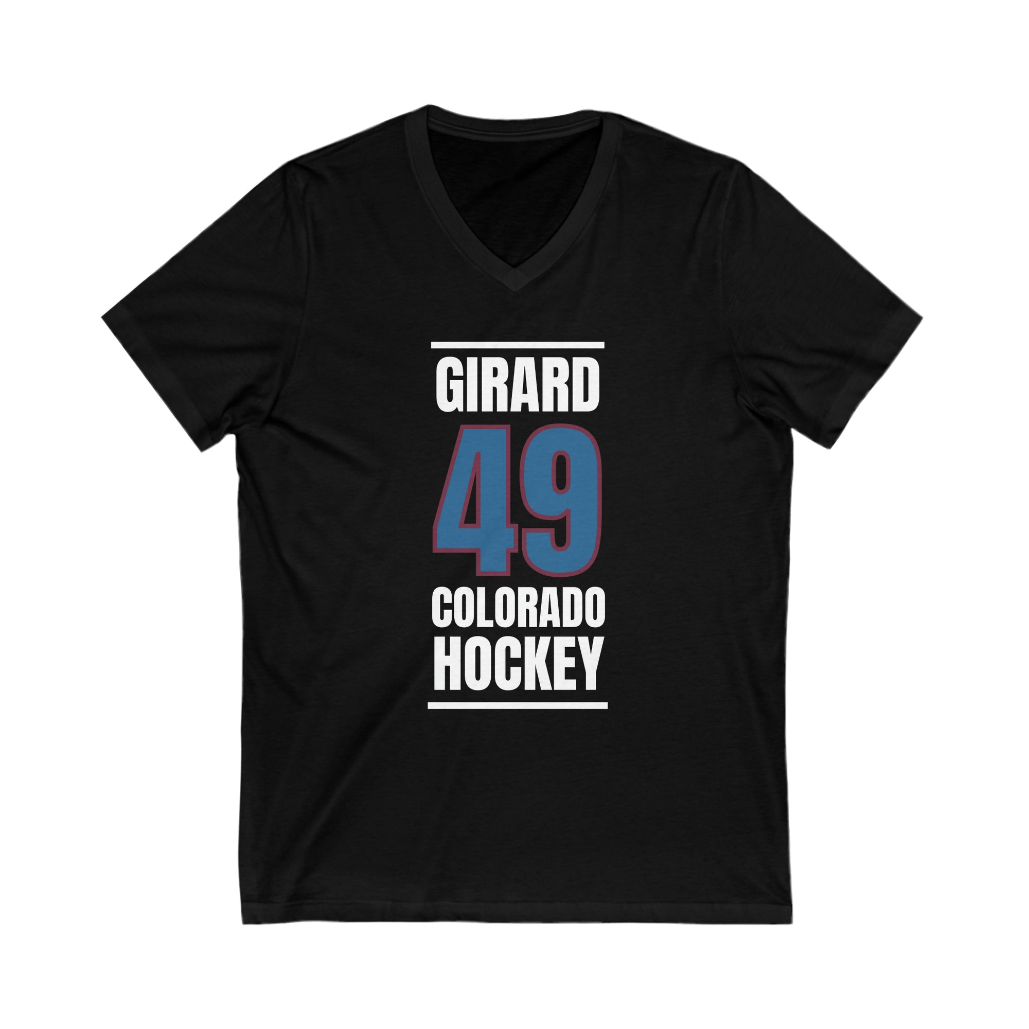 Girard 49 Colorado Hockey Blue Vertical Design Unisex V-Neck Tee