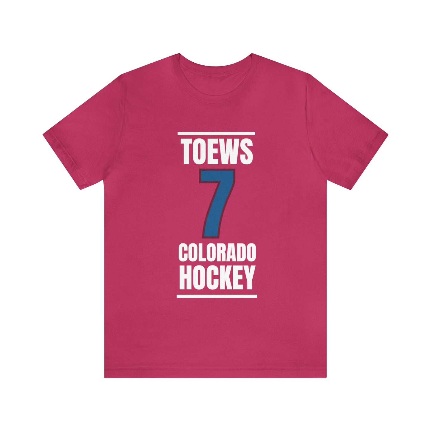 Toews 7 Colorado Hockey Blue Vertical Design Unisex T-Shirt