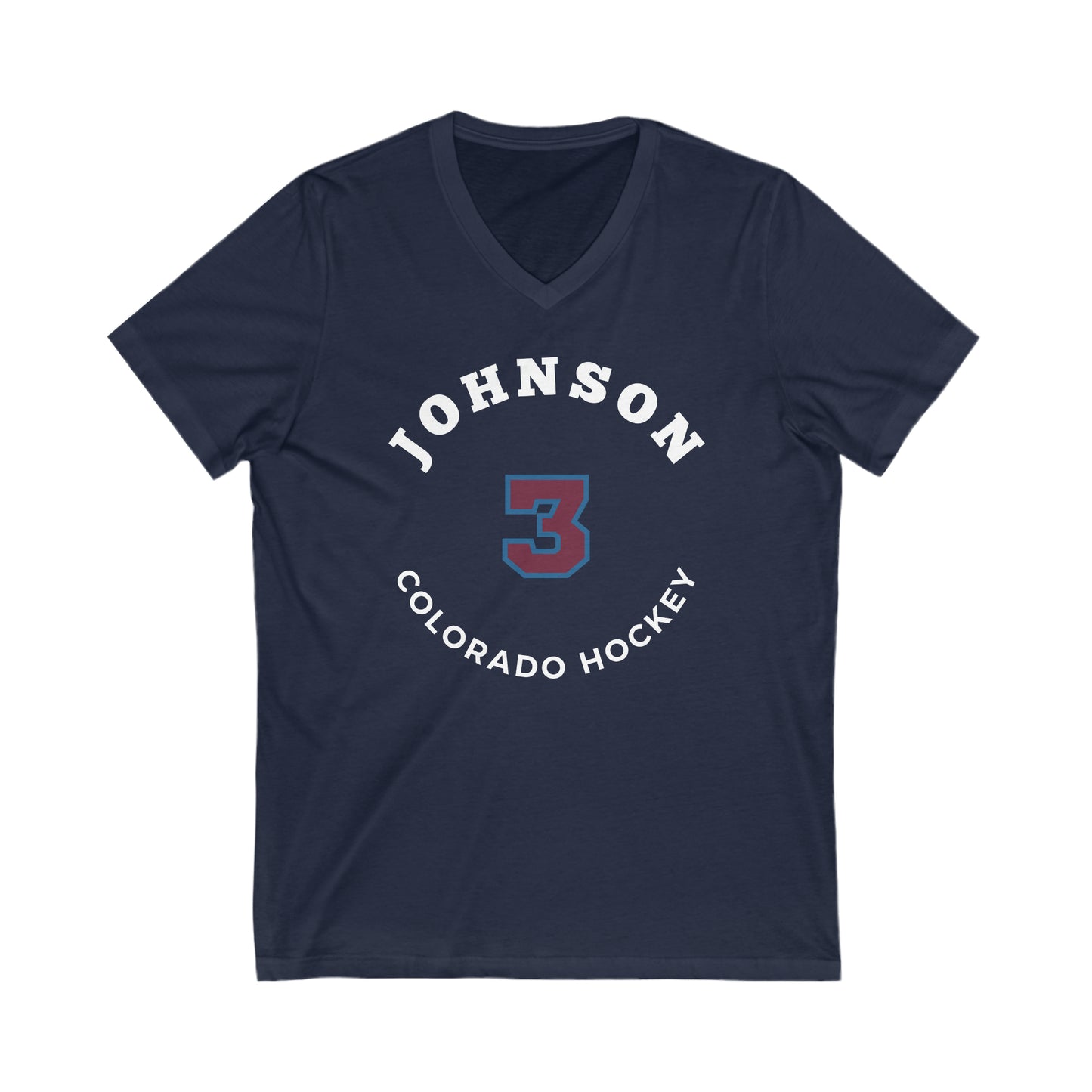 Johnson 3 Colorado Hockey Number Arch Design Unisex V-Neck Tee