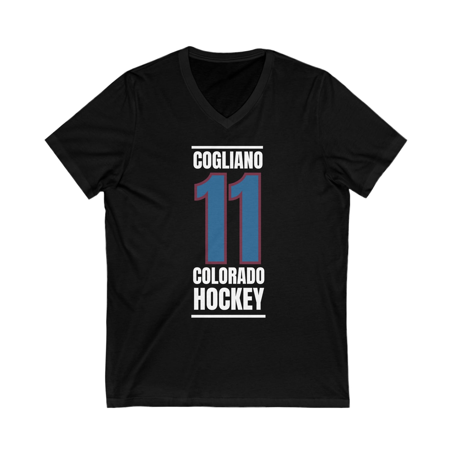 Cogliano 11 Colorado Hockey Blue Vertical Design Unisex V-Neck Tee