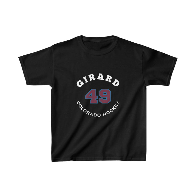 Girard 49 Colorado Hockey Number Arch Design Kids Tee